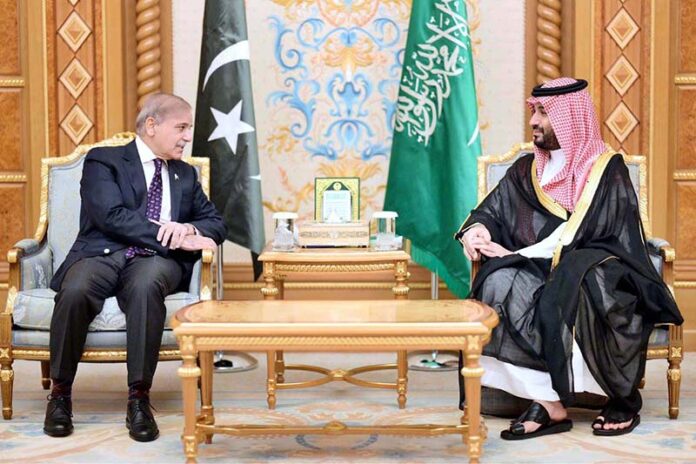 Prime Minister Muhammad Shehbaz Sharif met the Crown Prince and Prime Minister of Saudi Arabia His Royal Highness Mohammed bin Salman on the sidelines of Future Investment Initiative Forum