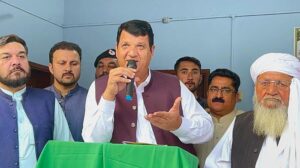 Federal Minister for States and Frontier Regions and President PML-N KP, Engr Amir Muqam addressing Jirga Members