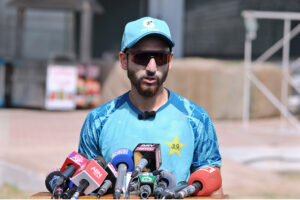 - Pakistan Cricket Team batter Salman Ali Agha talking to media persons after practice session for upcoming Test series against England Cricket team at Multan Cricket Stadium.