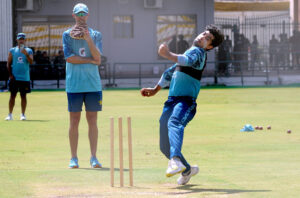 - Pakistan Cricket Team batter Salman Ali Agha talking to media persons after practice session for upcoming Test series against England Cricket team at Multan Cricket Stadium.