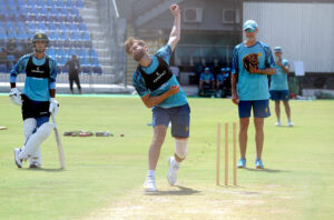 - Pakistan Cricket Team batter Salman Ali Agha talking to media persons after practice session for upcoming Test series against England Cricket team at Multan Cricket Stadium.