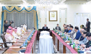 A delegation of the Kingdom of Saudi Arabia led by Investment Minister, Khalid Bin Abdul Aziz Al Falih calls on Prime Minister Muhammad Shehbaz Sharif.