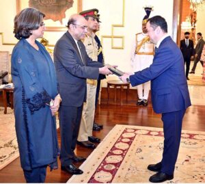 The Ambassador-designate of Uzbekistan, Mr Alisher Tukhtaey, presented his credentials to President Asif Ali Zardari, at Aiwan-e-Sadr.