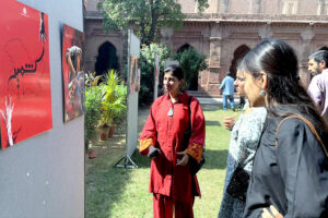 To commemorate ‘Kashmir Black Day’, a special exhibition organized at the National College of (NCA) to highlight the atrocities on Kashmiris in IOKashmir