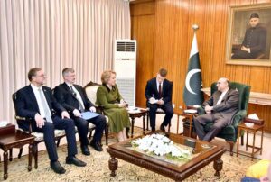 The Russian Parliamentary delegation, led by the Speaker of the Russian Federation Council, Ms. Valentina Matvienko, at Aiwan-e-Sadr.