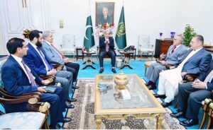 A delegation of Pakistan Peoples Party calls on Prime Minister Muhammad Shehbaz Sharif.