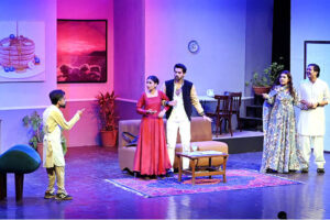 Artists Performing Comedy theater play "Boeing Boeing" on its 33rd day World Culture Festival Karachi. The play was written by Dr. Anwar Sajjad and directed by Azaib Khan, with Muhammad Asim serving as the assistant director. The cast included Ahmer Hussain, Shizza Khan, Aqsa Gul, Ayaz Ali, Erum Bashir, and Hammad Khan. "Boeing Boeing" is a comedic theater play presented in both Urdu and English, with a runtime of 70 minutes.