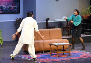 Artists Performing Comedy theater play "Boeing Boeing" on its 33rd day World Culture Festival Karachi. The play was written by Dr. Anwar Sajjad and directed by Azaib Khan, with Muhammad Asim serving as the assistant director. The cast included Ahmer Hussain, Shizza Khan, Aqsa Gul, Ayaz Ali, Erum Bashir, and Hammad Khan. "Boeing Boeing" is a comedic theater play presented in both Urdu and English, with a runtime of 70 minutes.