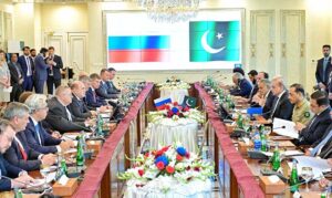 Russian Prime Minister, Mikhail Mishustin along with a delegation meets Prime Minister Muhammad Shehbaz Sharif.