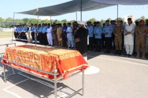 Funeral prayer for constable Iftikhar Ahmed at police lines HQ