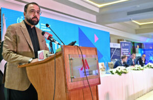 Federal Minister for Overseas Pakistanis and Human Resource Development Chaudhry Salik Hussain addressing two-day Pakistan's National Tripartite Labour Conference, jointly organized by the International Labour Organization (ILO) and the Ministry of Overseas Pakistanis and Human Resource Development (MOPHRD).