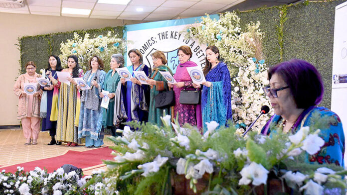 Newly elected office bearers of Home Economics Association taking oath in a ceremony held at FG Home economics college F11/3