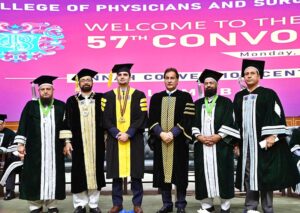Speaker National Assembly addressing the participants at 57th convocation of Physicians and Surgeons of Pakistan at Jinnah Convention Center.
