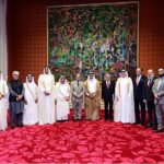 Prime Minister Muhammad Shehbaz Sharif in a group photo with a delegation of Qatar Businessmen Association