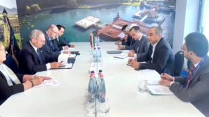 Interior Minister Mohsin Naqvi in a meeting with Interior Minister of Hungary Sandor Pinter in Budapest.