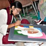 Students participating in arts and painting competition organized by University of Education and The Knowledge of Art Academy