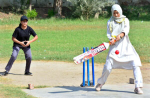 Players in action during a thrilling futsal match between Markhor Academy and Public School in the 4th Hyderabad Students Olympic Games 2024, at Public School.
