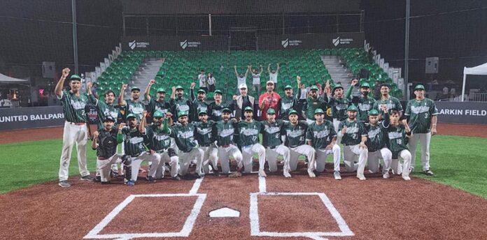 Ambassador Faisal Niaz Tirmizi, Pakistan's Envoy to the UAE in a group photo with Pakistani baseball team after their victory over India with a score of 12-0 in the ongoing Arab Classic Dubai-2024