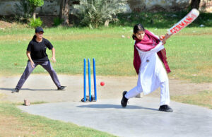 Players in action during a thrilling futsal match between Markhor Academy and Public School in the 4th Hyderabad Students Olympic Games 2024, at Public School.