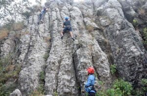 Adventure lovers participating in rock climbing at Jasmeen Corner Pir Sohawa, organised by Athletics Ascend, a US NGO