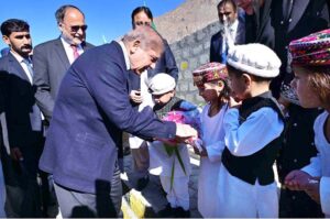 Prime Minister Muhammad Shehbaz Sharif interacts with the locals in Bubar Village, district Ghizar, Gilgit Baltistan.