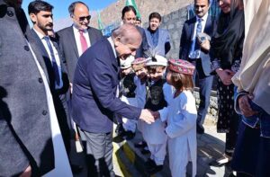 Prime Minister Muhammad Shehbaz Sharif interacts with the locals in Bubar Village, district Ghizar, Gilgit Baltistan.