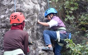 Adventure lovers participating in rock climbing at Jasmeen Corner Pir Sohawa, organised by Athletics Ascend, a US NGO