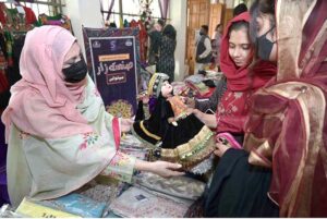 Vice Chancellor University of Sargodha Prof. Dr. Qaisar Abbas and Dean of School of Management University of Bradford UK Prof. Saeed Akbar visiting after inaugurating 2nd International Watercolor exhibition organized by Institute of Arts & Design University of Sargodha at Zubeida Agha Art Gallery.