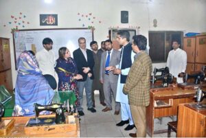 Rashid Nasrullah, Advisor to Chief Minister Punjab on Zakat and Ushr, addresses attendees during his visit to the PVTC Area Manager office.