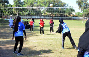 Girl Power: High schoolgirls show sport prowess in a Throw Ball match at Hyderabad Students Olympics
