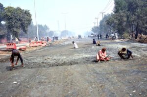 CBD labourers engaged in road extension work on Walton Road as part of the development project to improve traffic flow in the provincial capital