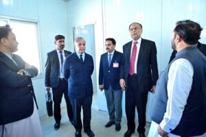 Prime Minister Muhammad Shehbaz Sharif visits the prefabricated houses constructed under the Bubar Village Flood Rehabilitation Project in District Ghizar.