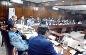 Senator Quratulain Marri, Chairperson of the Senate Standing Committee on Planning, presides over a meeting to review PSDP projects for Sindh at Sindh Secretariat.