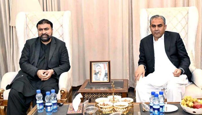 Federal Minister for Interior Mohsin Naqvi in a meeting with Chief Minister Balochistan Sarfraz Bugti at CM House