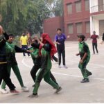 Players in action during the intense basketball match between Govt Post Graduate College Chandni Chowk and Redor College Sargodha, part of the Intercollegiate Basketball Tournament organized by the Sargodha Education Board at Govt College Chandni Chowk