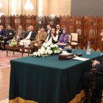 A delegation of the participants of the 36th Senior Management Course (SMC) from the National Institute of Public Administration (NIPA), Karachi called on the Acting President Syed Yousuf Raza Gillani, at Aiwan-e-Sadr