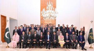 A delegation of the participants of the 36th Senior Management Course (SMC) from the National Institute of Public Administration (NIPA), Karachi called on the Acting President Syed Yousuf Raza Gillani, at Aiwan-e-Sadr