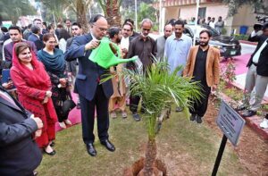 Federal Minister for Planning Development and Special Initiatives Prof. Ahsan Iqbal addressing a launching ceremony of Pak-UK Education Gateway (Phase-II) at HEC H-9 Sector.