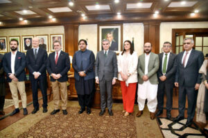 A parliamentary delegation from Spain is meeting with Governor Punjab Sardar Saleem Haider. They are accompanied by Ambassador of Spain to Pakistan Zahoor Ahmed at the Governor House.