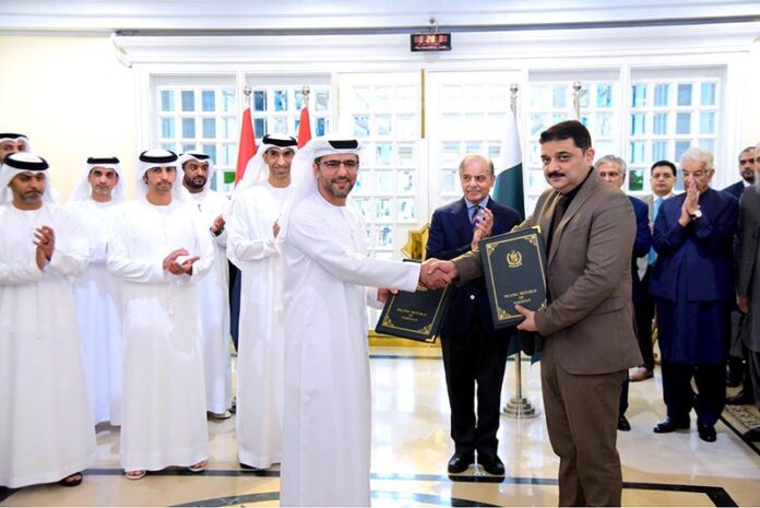 Prime Minister Muhammad Shehbaz Sharif witnessing exchange of MoUs between Pakistan and Abu Dhabi Ports