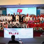 Turkish Ambassador to Pakistan Irfan Neziroglu in a group photograph with Students during "101 Turkish Republic Day" at Pak-Turk Maarif International Schools & College in the Federal Capital