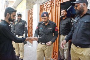 A female voter casting her vote in Local Government Bye-Elections being held across the province on different vacant seats of local bodies.