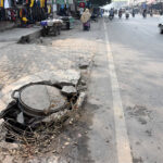 A broken manhole on Railway Road poses a risk of accidents for both pedestrians and traffic, urging concerned authorities to take action to prevent any mishaps