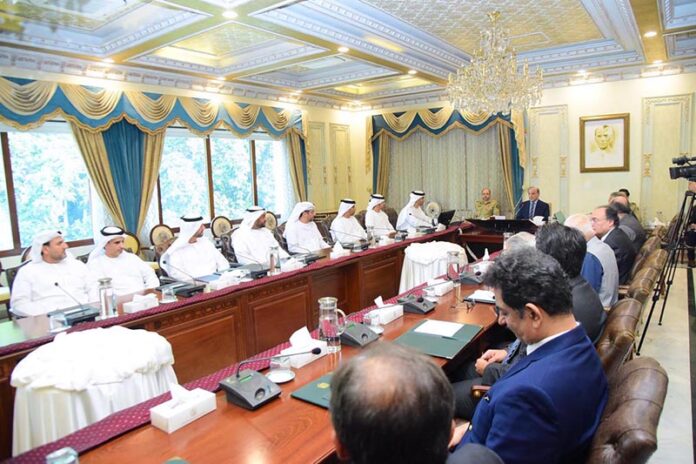 Prime Minister Muhammad Shehbaz Sharif meeting with the Minister of Foreign Trade of the United Arab Emiretes H. H. Dr. Thani bin Ahmad Al Zeyoudi