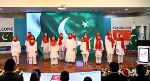 Turkish Ambassador to Pakistan Irfan Neziroglu in a group photograph with Students during "101 Turkish Republic Day" at Pak-Turk Maarif International Schools & College in the Federal Capital