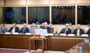 Prime Minister Muhammad Shehbaz Sharif chairs a meeting of the PMLN's Parliamentary Party at Parliament House.