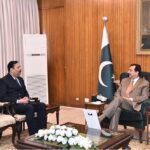 Chairman Overseas Foundation, Syed Qamar Raza, called on the Acting President Syed Yousuf Raza Gillani, at Aiwan-e-Sadr