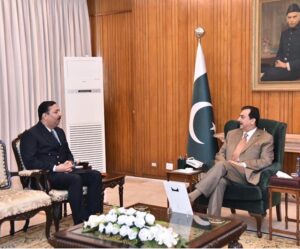 Chairman Overseas Foundation, Syed Qamar Raza, called on the Acting President Syed Yousuf Raza Gillani, at Aiwan-e-Sadr