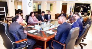 Federal Minister for Finance and Revenue, Senator Muhammad Aurangzeb, held a meeting with a TPG delegation led by Mr. Jide Olanrewaju at the Finance Division.