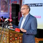 Secretary of the National Heritage and Culture Division, Hassan Nasir Jamy, addresses during the opening ceremony of the 'Annual Ten-Day Folk Festival Lok Mela' at Lok Virsa in the federal capital